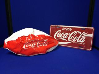 Coca-Cola License Plate And Beach Ball.