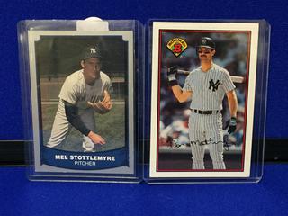 1989 Bowan Signed Don Mattingly Card + Mel Stottlemyre.