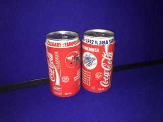 (12) Coca-Cola 1992 Commemorative Cans (6) Toronto Blue Jays, (6) Calgary Stampeders  .