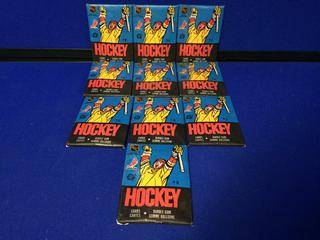 (10) 1988-1989 O-Pee-Chee Hockey Wax Packs w/ Gum. Brett Hull Rookie Year.