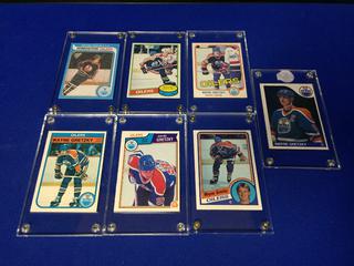 1979-1980 O-Pee-Chee Replicard Wayne Gretzky Rookie Card + 2nd, 3rd, 4th, 5th, 6th, 7th Year Cards.