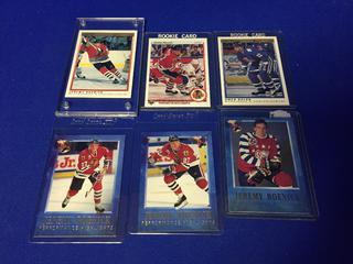 1991 O-Pee-Chee Premier Jeremy Roenick & Owen Nolan Rookie Hockey Cards.