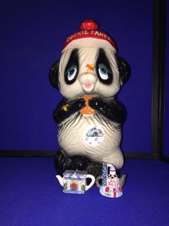 Quantity of Miniature Red Rose Figurines, Dolls, & Panda Cookie Jar.