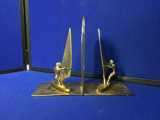 (2) Brass Book Ends 7"H.