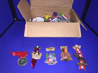 Box of Assorted Badges.