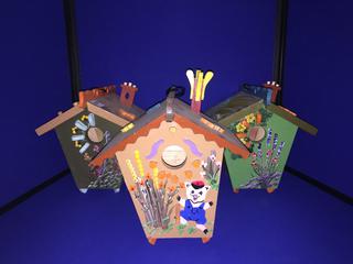 (3) Hand Crafted Bird Houses.