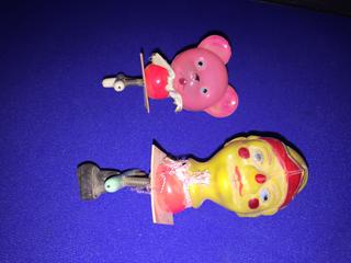 (2) 1950's Bobble Head Kids Rattles.