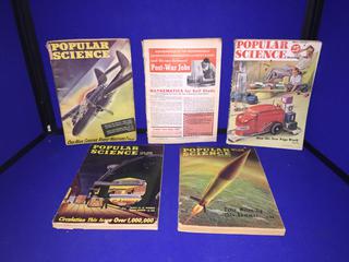 (5) 1940's Popular Science Magazines.