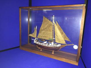 "Spray" John S Mountain Ship in Shadow Box, Glass Cracked.