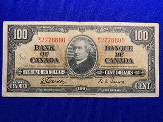 1937 Canada One Hundred Dollar Bank Note, S/N BJ2776690.