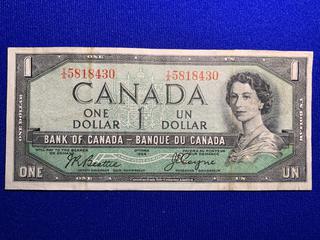 1954 Canada One Dollar "Devil's Face" Bank Note, S/N IA5818430.