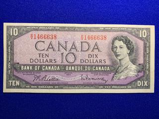 1954 Canada Ten Dollar Bank Note, S/N RV1466638.