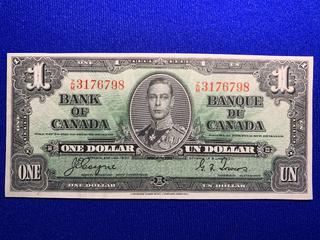 1937 Canada One Dollar Uncirculated Bank Note, S/N ZM3176798.