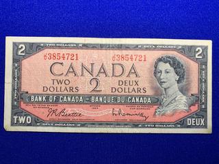 1954 Canada Two Dollar Bank Note, S/N JU3854721.