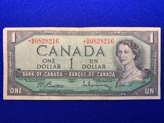 1954 Canada One Dollar Replacement Bank Note, S/N *BM0828216.