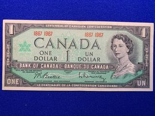 1967 Canada One Dollar Centennial Bank Note, S/N 1867 - 1967.