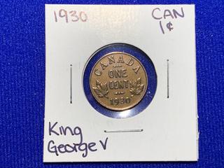 1930 Canada One Cent Coin.