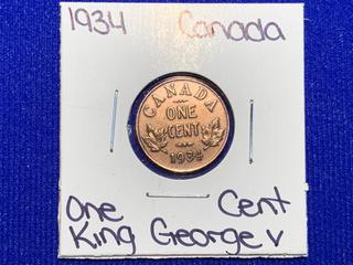 1934 Canada One Cent Coin.