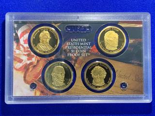 United States Mint Presidential One Dollar Coin Proof Set "William Henry Harrison, John Tyler, James K. Polk, Zachary Taylor".