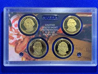 United States Mint Presidential One Dollar Coin Proof Set "George Washington, John Adams, Thomas Jefferson, James Madison".