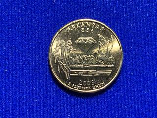 2003 USA 24K Gold Plated Quarter Dollar "Arkansas".