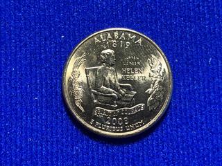 2003 USA 24K Gold Plated Quarter Dollar "Alabama".