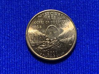 2003 USA 24K Gold Plated Quarter Dollar "Missouri".