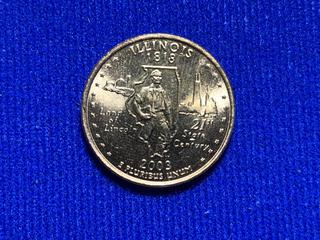 2003 USA 24K Gold Plated Quarter Dollar "Illinois".