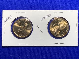 Set of (2) 2010 USA Sacagawea One Dollar Coin .