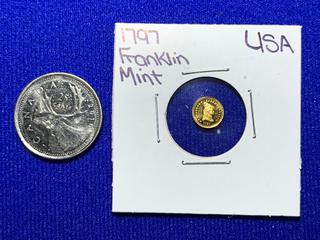 Franklin Mint 1789 USA One Dollar Mini Coin.