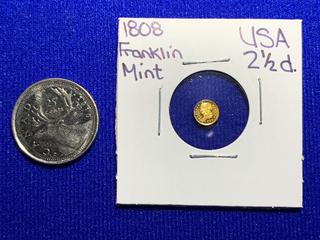 Franklin Mint 1808 USA Two and Half Dollar Mini Coin.