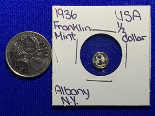 Franklin Mint 1936 USA Half Dollar Mini Coin.