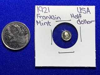 Franklin Mint 1921 USA Half Dollar Mini Coin.