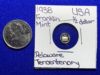 Franklin Mint 1938 USA Half Dollar Mini Coin.