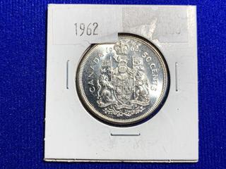 1962 Canada Fifty Cent Silver Coin.