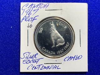 1967 Canada Fifty Cent Silver Coin "Canada Centennial".