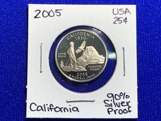 2005 USA Quarter Dollar Silver Proof Coin "California".