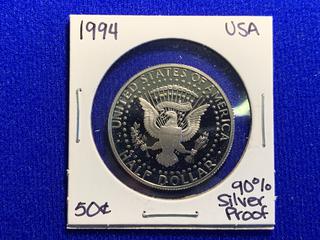 1994 USA Half Dollar Silver Proof Coin.