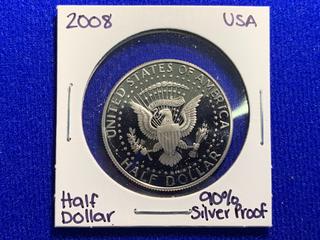 2008 USA Half Dollar Silver Proof Coin.