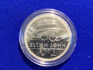 2021 UK Two Pound One Troy Ounce .9999 Fine Silver Coin "Elton John".