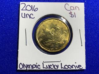 2016 Canada One Dollar Uncirculated Coin "Olympic Lucky Loonie".