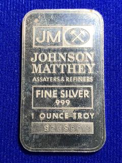 Johnson Matthey One Troy Ounce .999 Fine Silver Bar "Sooter's Photography".