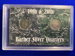 USA 19th & 20th Century Barber Silver Quarters Set.