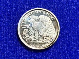 Golden State Mint 1/10 Troy Ounce .999 Fine Silver Token.