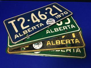 (5) Vintage Alberta Lisence Plates. 1968-1971.