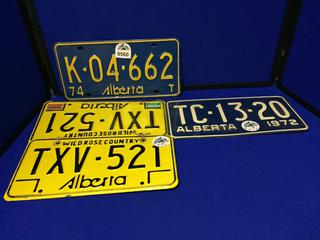 (3) Vintage Alberta Lisence Plates.