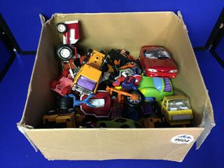 Box of Assorted Toy Cars.