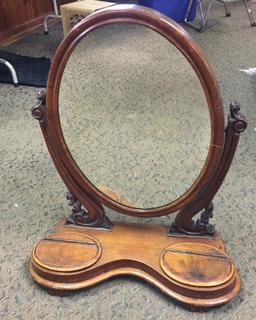 Handmade Wooden Stand-Up Mirror. 