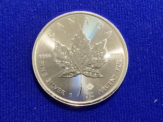 2021 Canada Five Dollar .9999 Fine Silver Coin "Maple leaf".