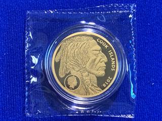 2018 Cook Islands Five Dollar 200mg .9999 Gold Coin "Tribute to The United States".